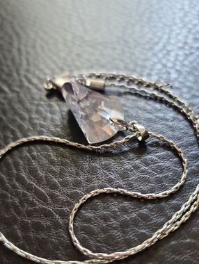 Crystal Pendant Necklace - Clear Crystal on Silver Chain
